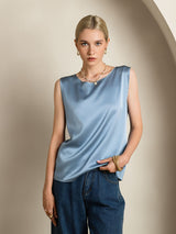 [Graublau] SilkSilky-DE Sleeveless Round Neck Cami Top 001