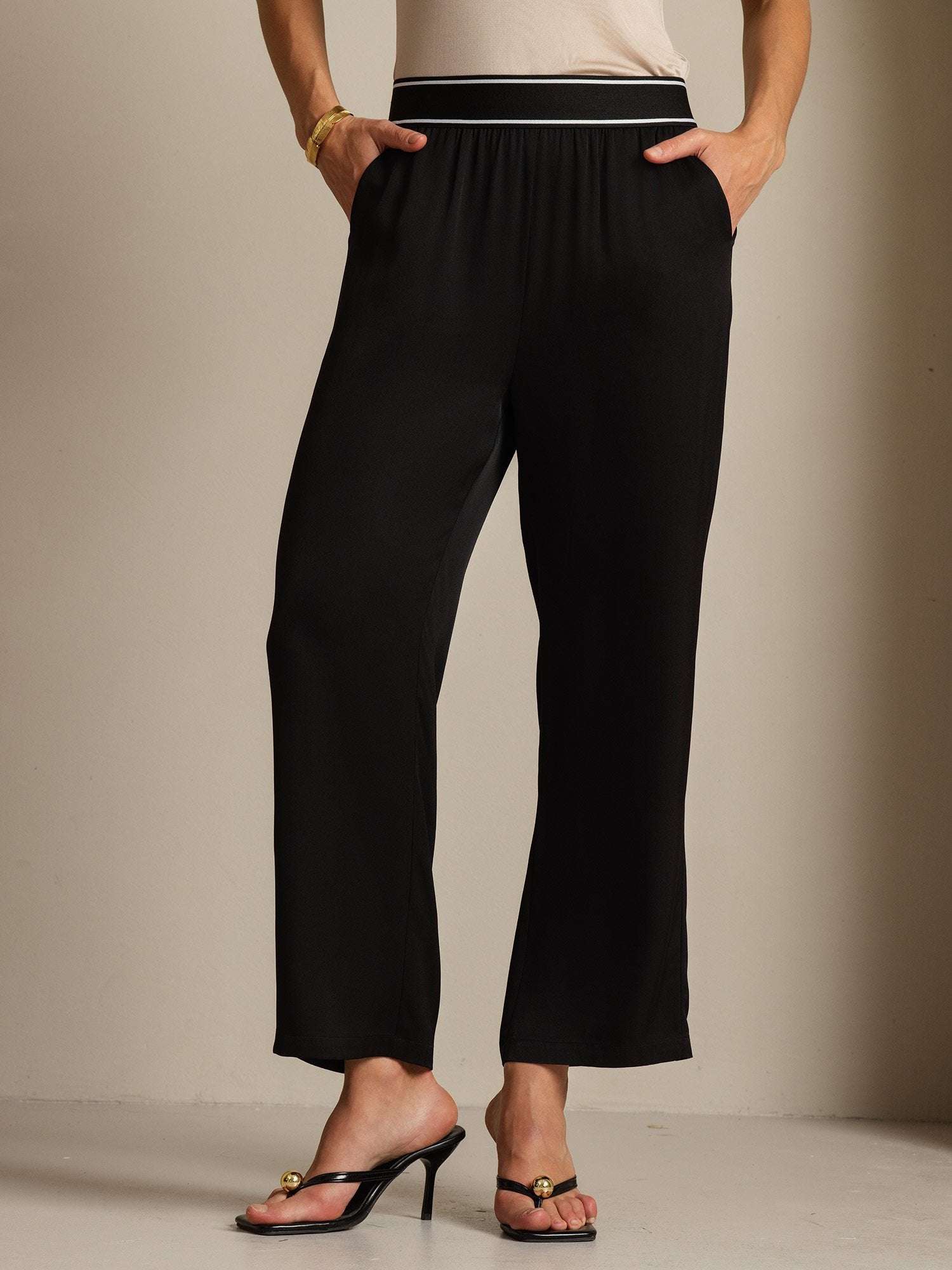 [Schwarz] SilkSilky-DE 22Momme Seide Womens Pants 001