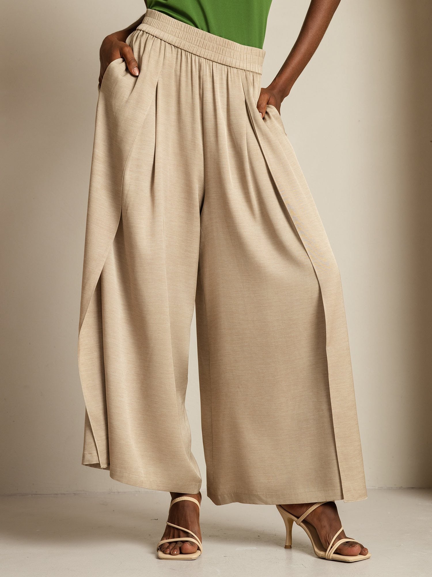 [Tan] SilkSilky-DE 19Momme Seide Womens Pants 001