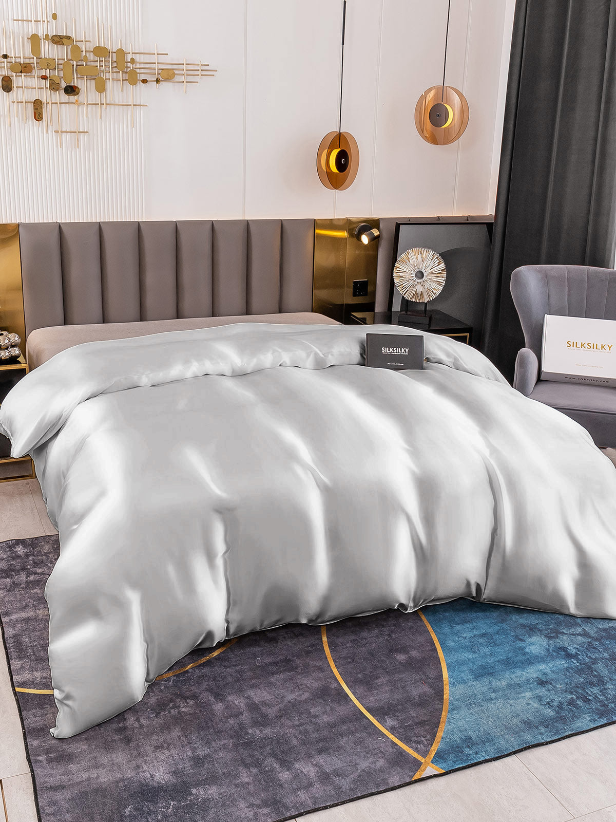 [Silber] SilkSilky-DE 19Momme Reine Seide Duvet Cover 002