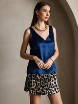 [Dunkelblau] SilkSilky-DE Sleeveless V Neck Cami Top 006