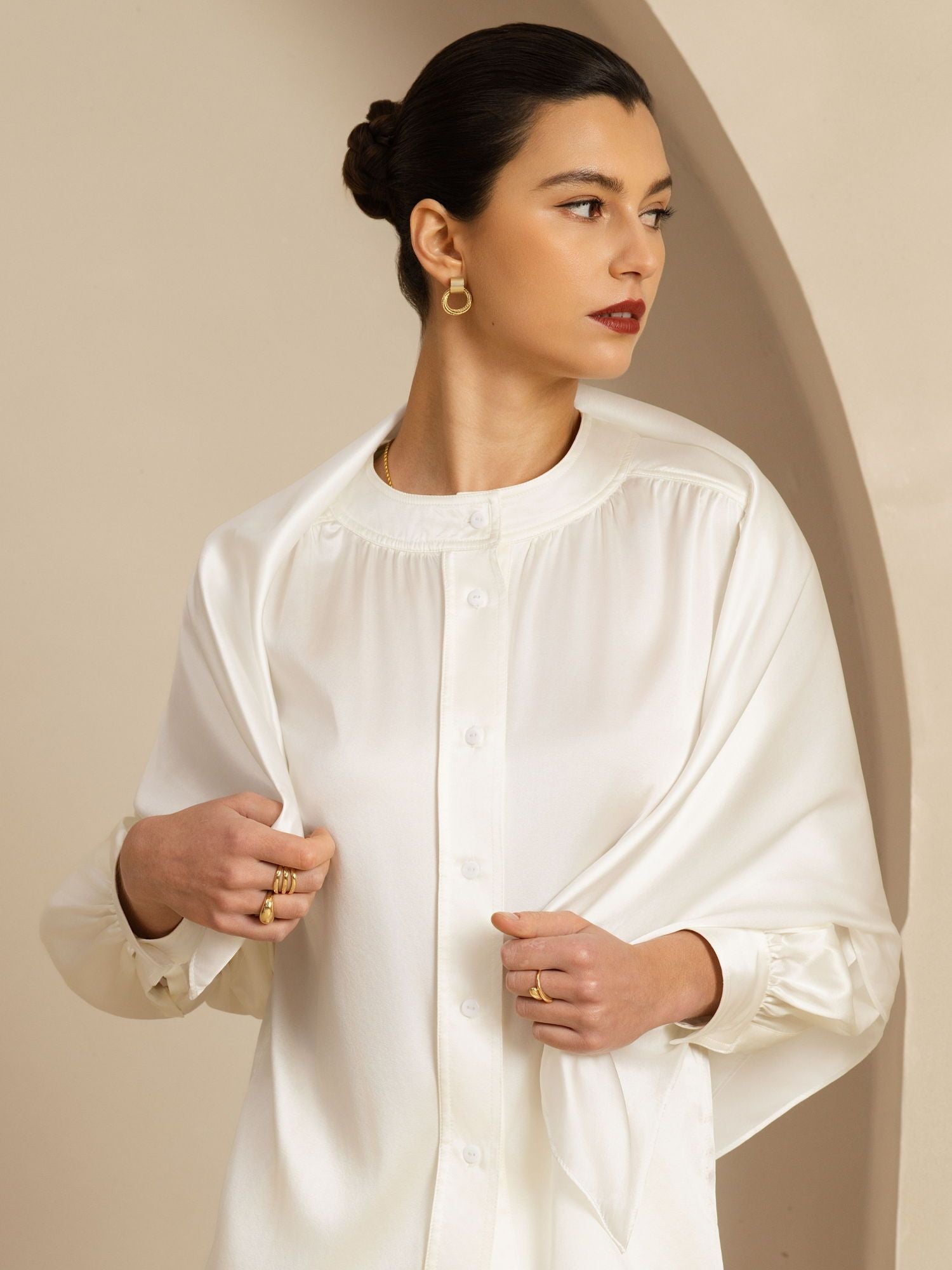 [Weiß] SilkSilky-DE Pure Silk Scarf 002