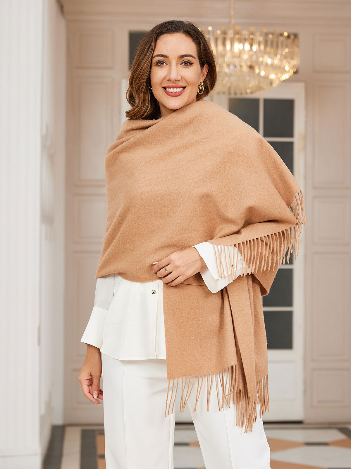 [Tan] SilkSilky-DE Wolle Scarf 003