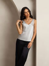 [Silber] SilkSilky-DE Sleeveless V Neck Cami Top 007