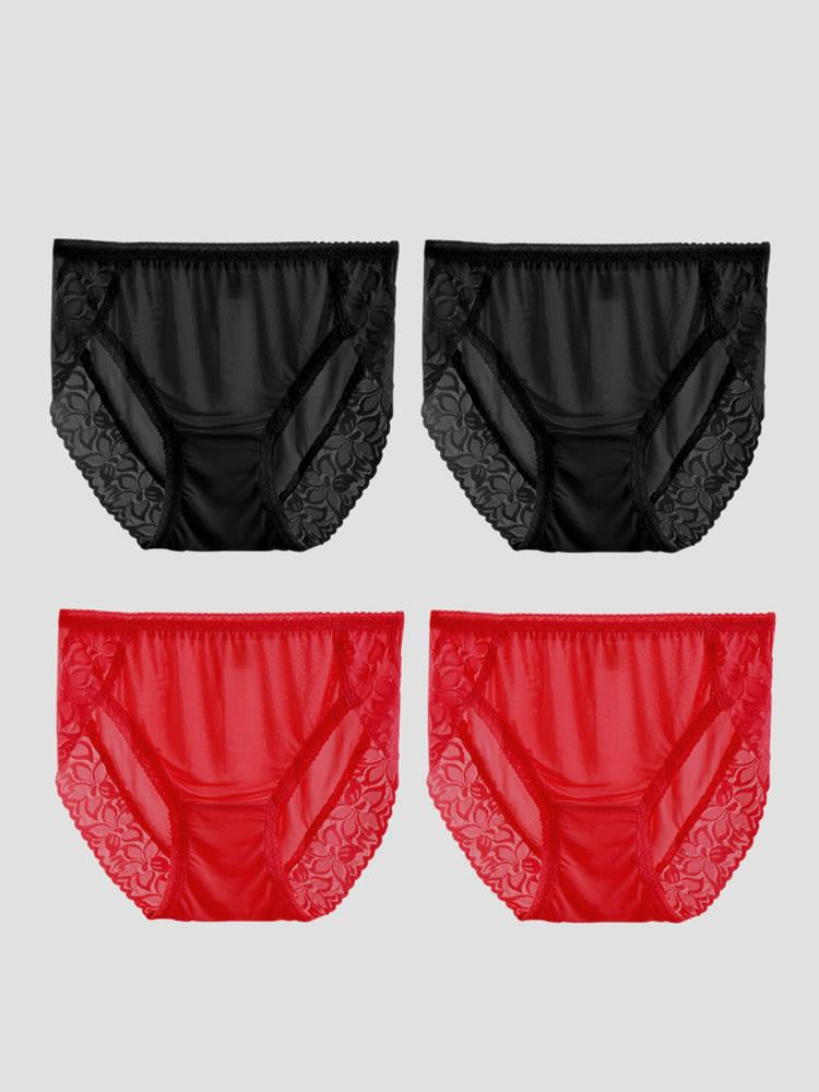 SilkSilky-DE Seidenstrick Panty Schwarz+Rot 002