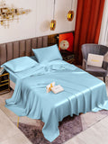 SilkSilky DE 19Momme Reine Seide Bedding Set Hellblau 001