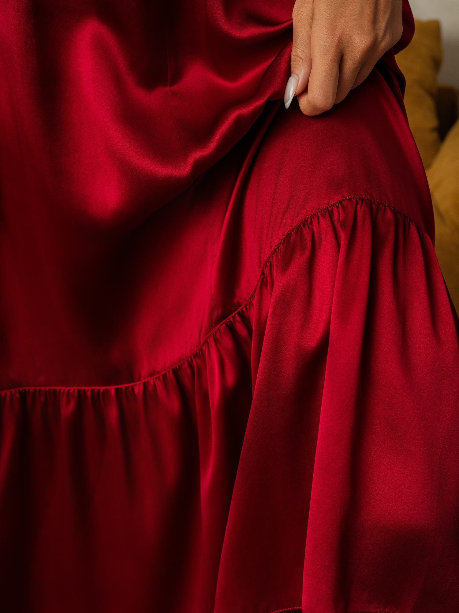 [Rotwein] SilkSilky-DE Reine Seide Nightgown 006