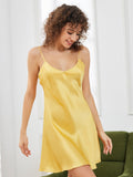Nachthemd-Slip-Kleid mit verstellbarem Spaghettibügel aus reiner Seide