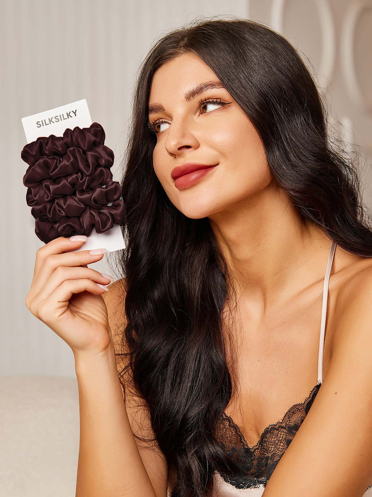 [Braun] SilkSilky-DE 19Momme Reine Seide Scrunchie 001