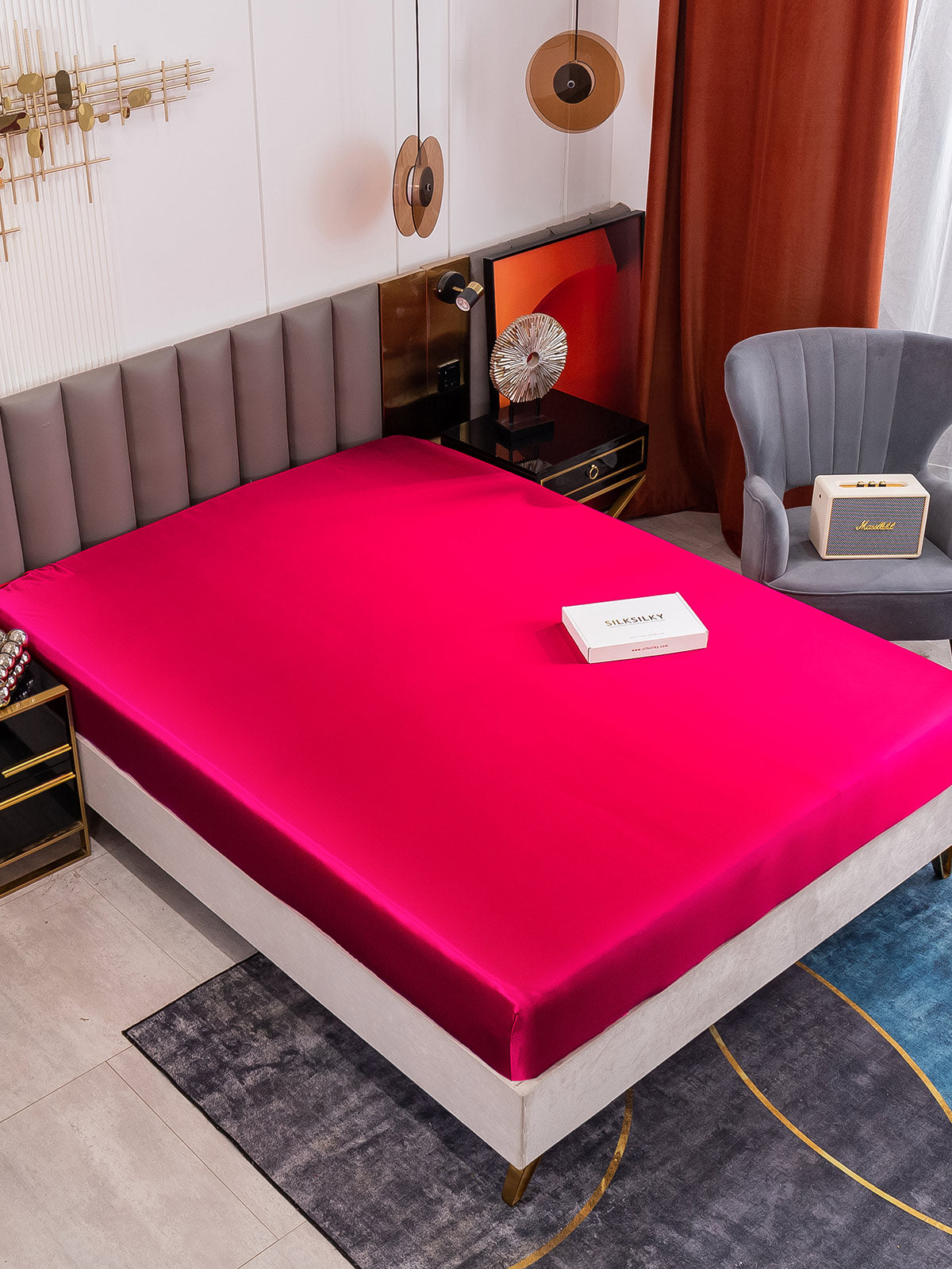 [Rotwein] SilkSilky-DE 19Momme Reine Seide Sheet 001