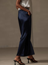 [Dunkelblau] SilkSilky-DE 19Momme Seide Womens Pants 004
