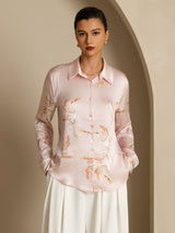 [Rosa] SilkSilky-DE 19Momme Langärmelig Lapelkragen Damenhemd 003