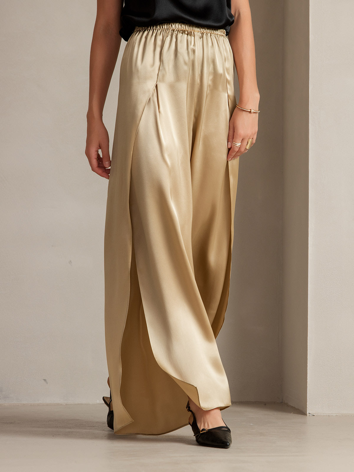 [Champagner] SilkSilky-DE 19Momme Seide Womens Pants 010