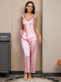 SilkSilky DE Reine Seide Ärmellos V Ausschnitt Damen Pyjamas Rosa 004