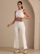 [Weiß] SilkSilky-DE Sleeveless Crew Neck Women's Outfit Sets 003