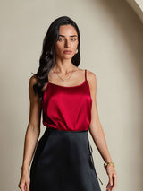[Rotwein] SilkSilky-DE Spaghetti Strap Cami Top 004