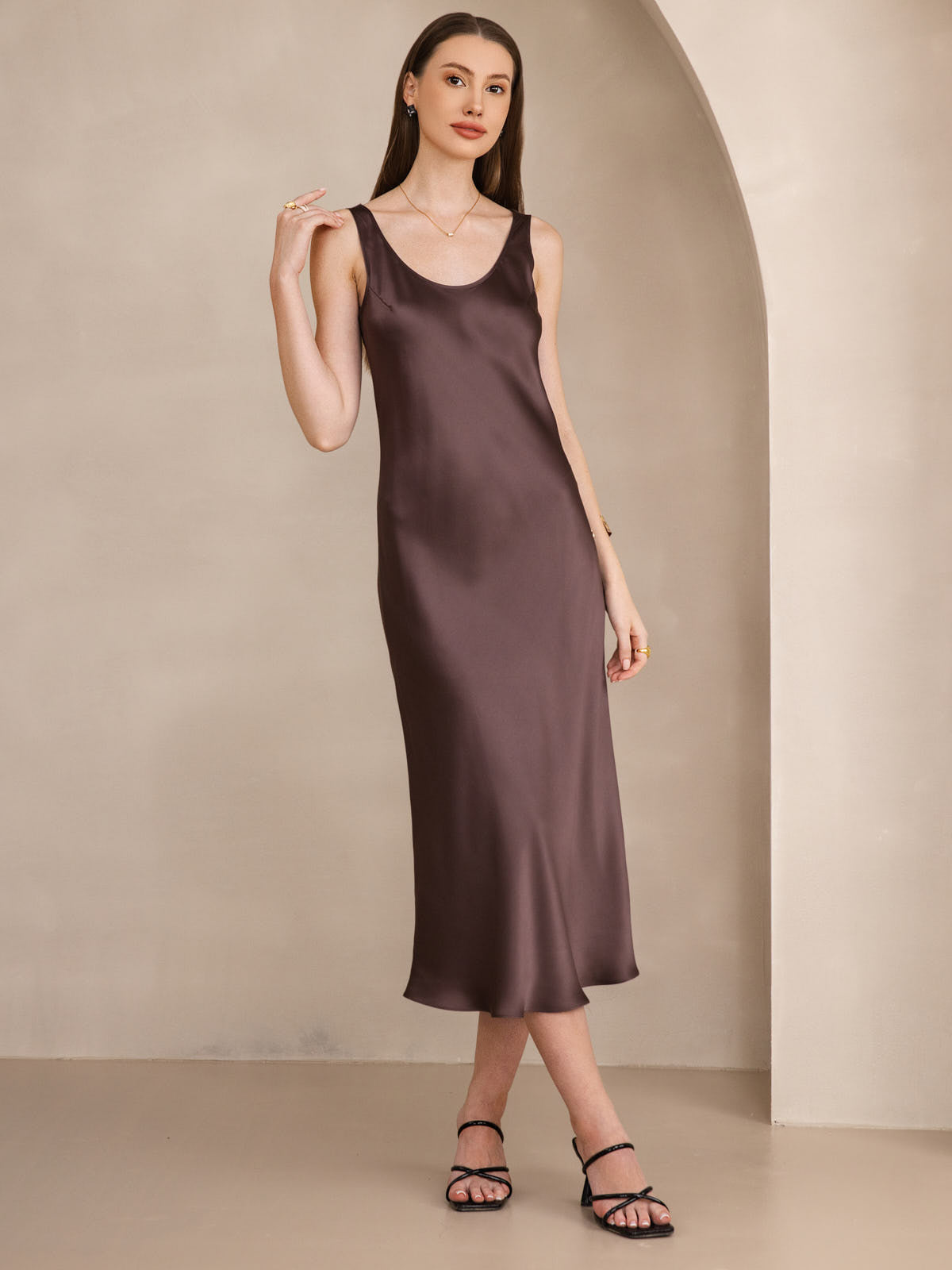 [Kaffee] SilkSilky-DE Reine Seide Dress 005
