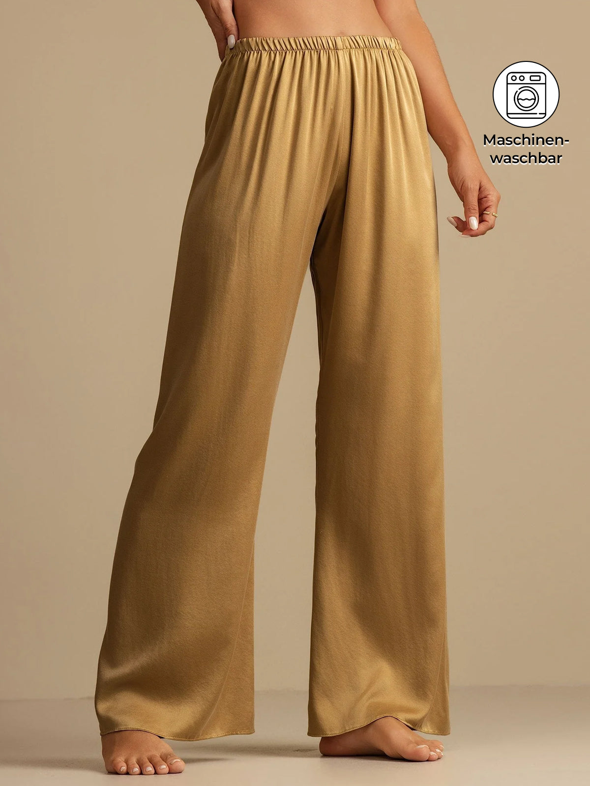 19Momme Waschbare Seidenweite Hose Damen Schlafhose mit Elastischem Bund