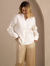 [Weiß] SilkSilky-DE Long Sleeve Blouse 001