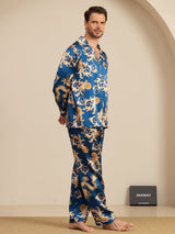 [Navy Drache] SilkSilky-DE Long Sleeve Notch-Kragen Herren Pyjamas 005