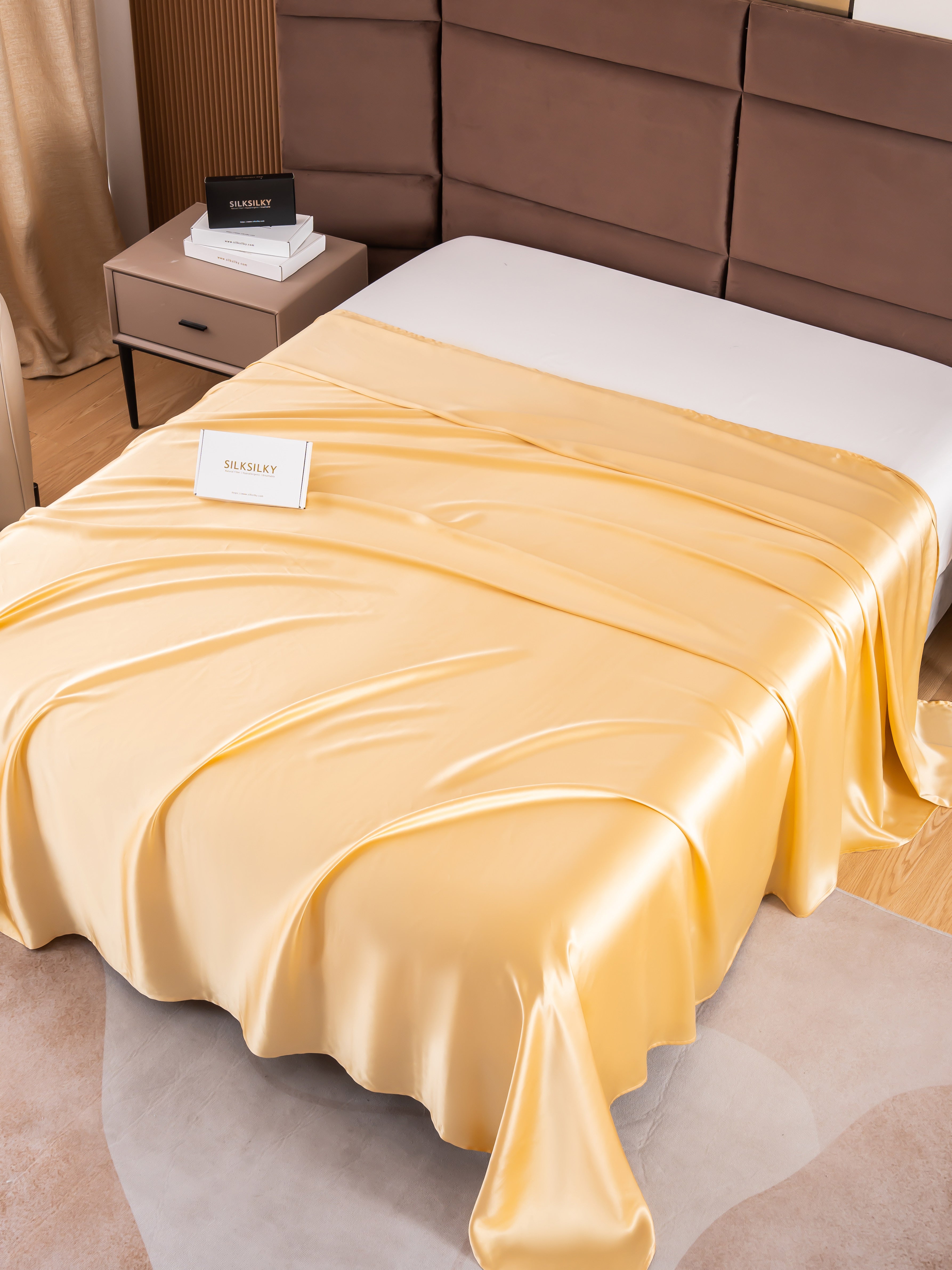 [Champagner] SilkSilky-DE 19Momme Reine Seide Sheet 003