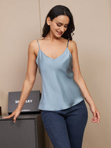 [Graublau] SilkSilky-DE Spaghetti Strap V Neck Cami Top 004