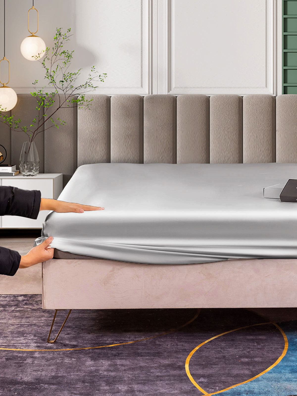 [Silber] SilkSilky-DE 25Momme Reine Seide Sheet 005