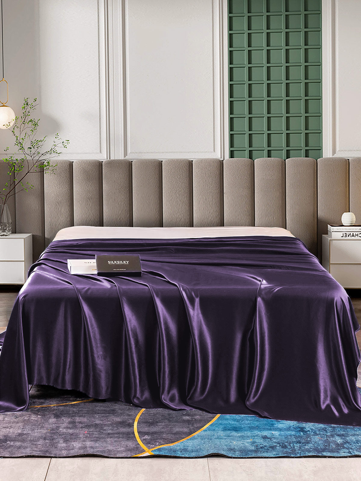 [Dunkelviolett] SilkSilky-DE 25Momme Reine Seide Sheet 002