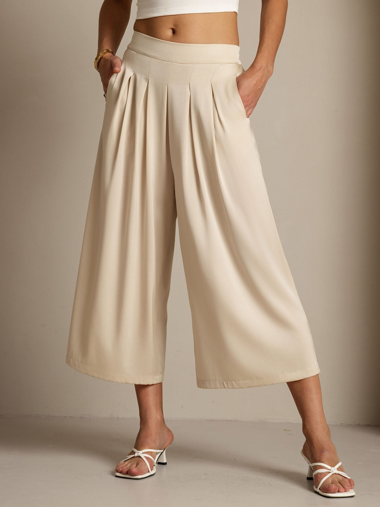 [Beige] SilkSilky-DE 19Momme Seide Womens Pants 001