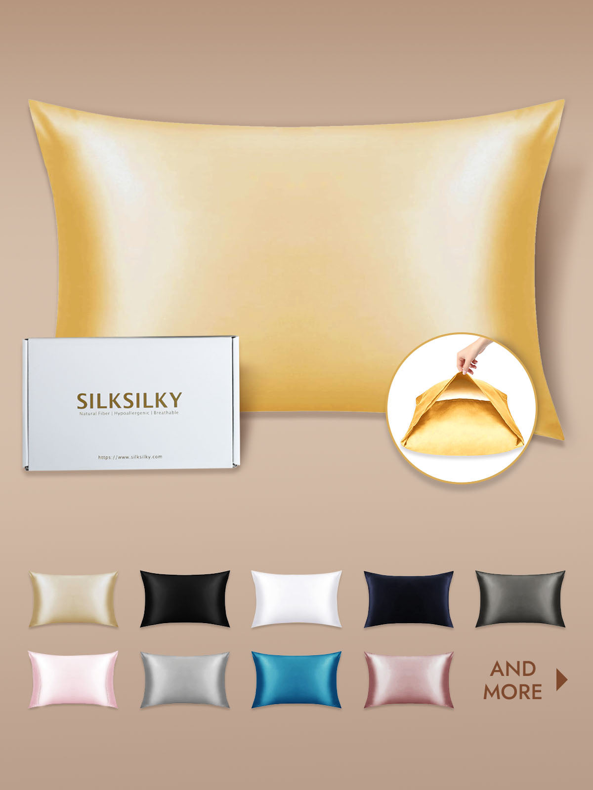 [Champagner] SilkSilky-DE 22Momme Reine Seide Pillowcase 001