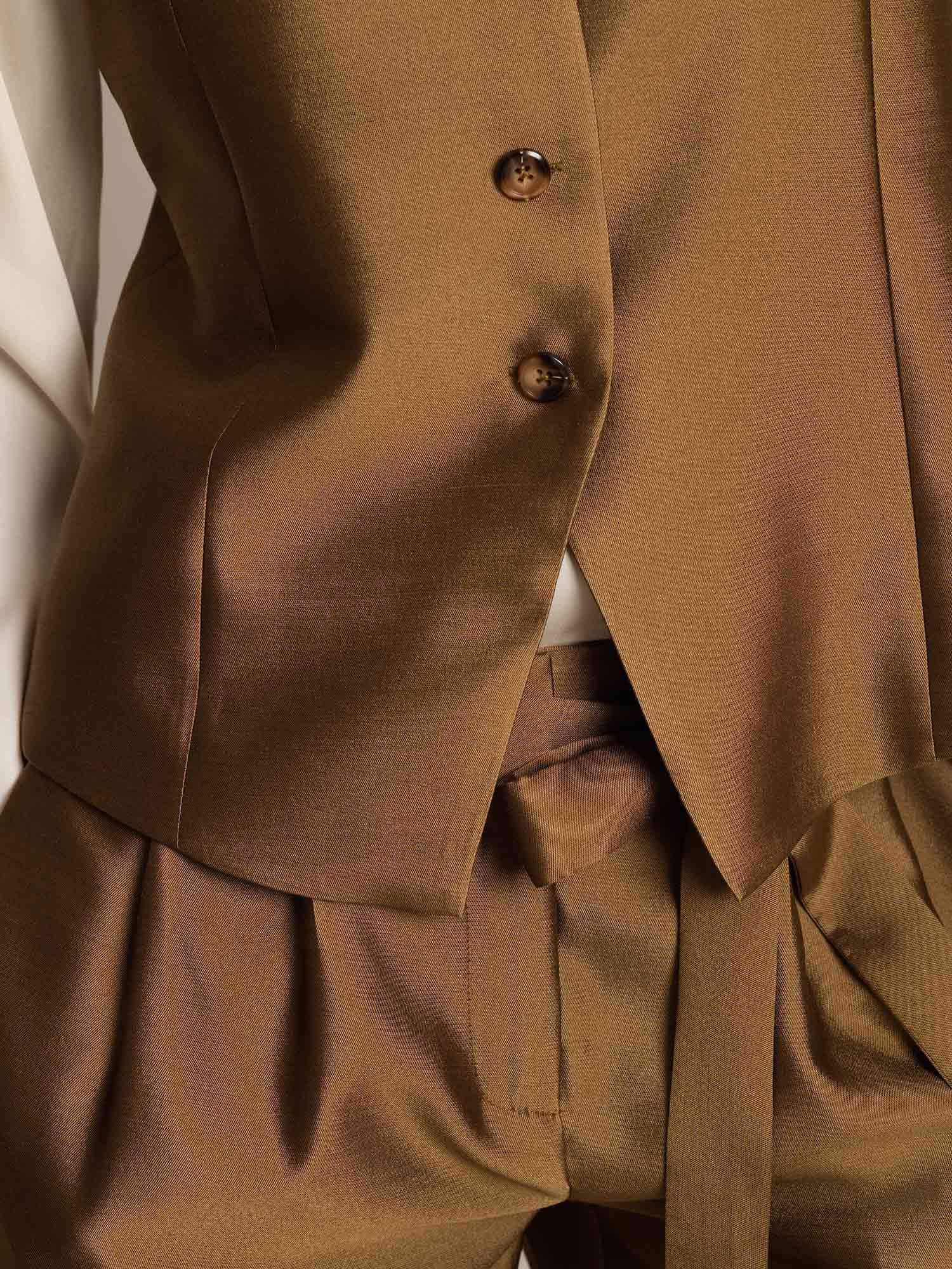 [Bronze] SilkSilky-DE 32Momme Silk-Wool Blend Womens Vest 005,