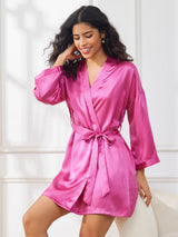 [Rosarot] SilkSilky-DE 3/4 Sleeve Damen Morgenmantel 006