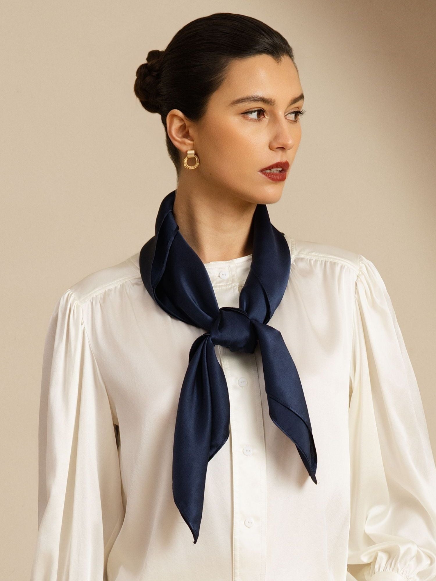 [Dunkelblau] SilkSilky-DE Pure Silk Scarf 002