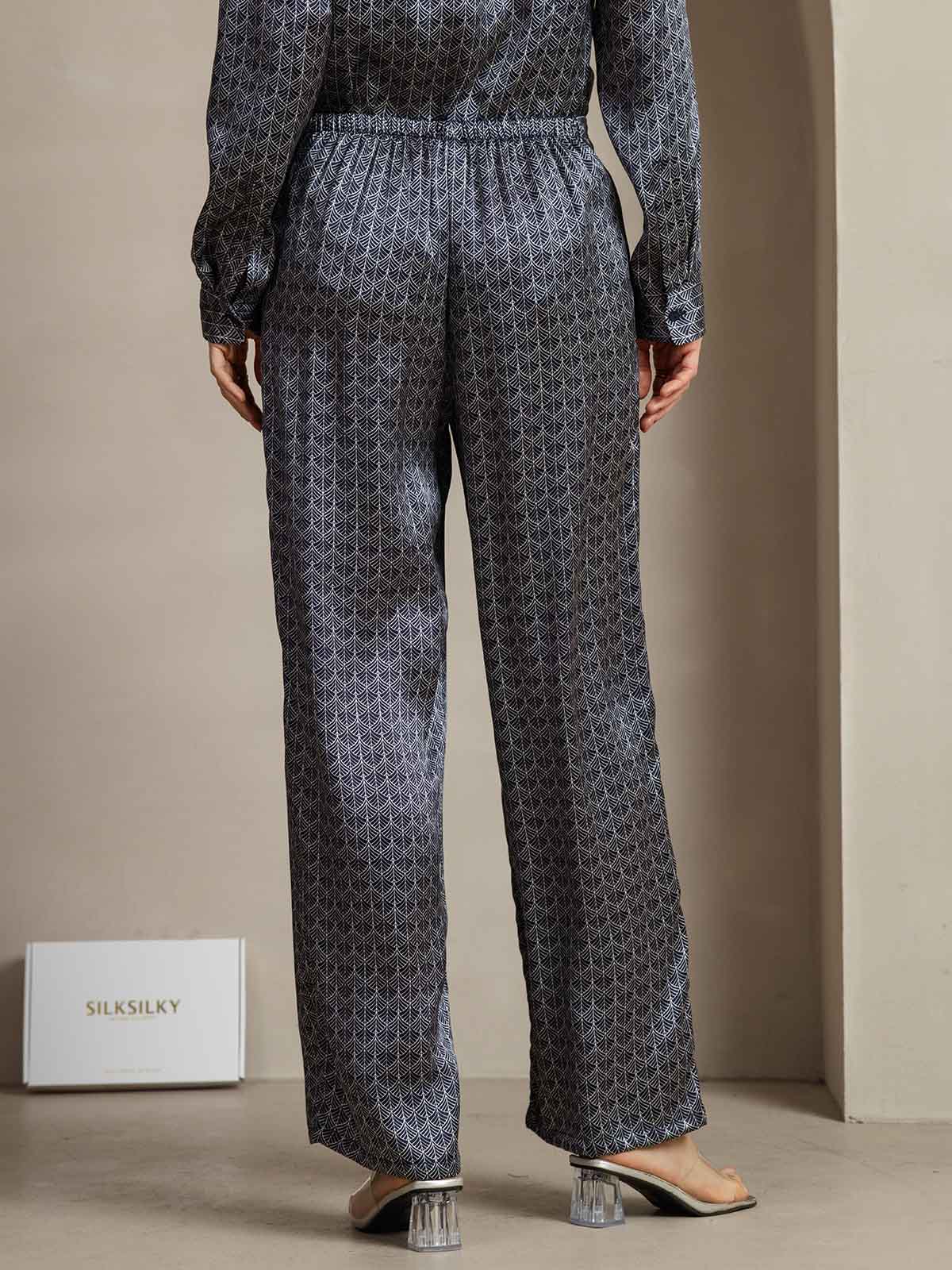 [Marine Ginkgo] SilkSilky-DE 19Momme Seide Womens Pants 002