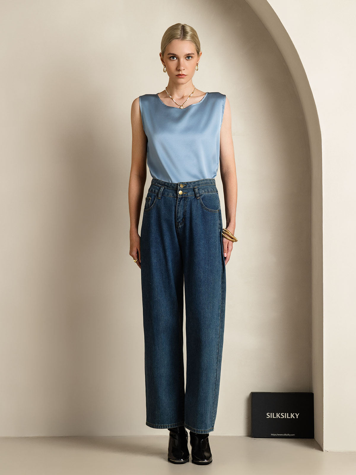 [Graublau] SilkSilky-DE 19Momme Seide Camisoles 007