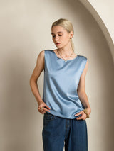 [Graublau] SilkSilky-DE Sleeveless Round Neck Cami Top 003