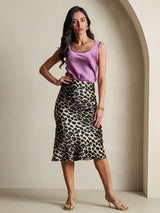 [Leopard] SilkSilky-DE 19Momme Reine Seide Skirt 007,