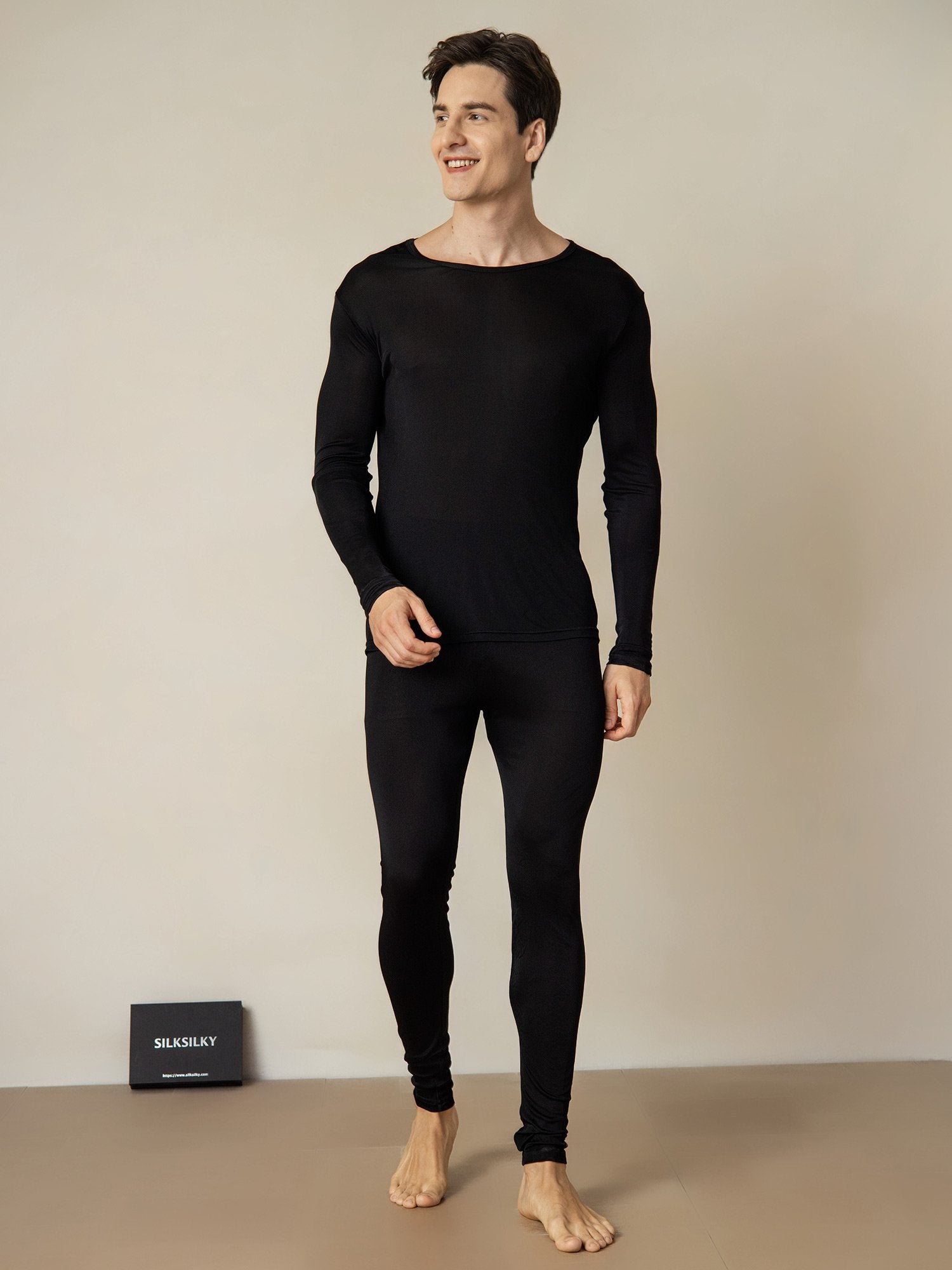[Schwarz] SilkSilky-DE Seidenstrick Mens Pajamas 003