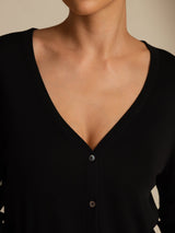 [Schwarz] SilkSilky-DE Long Sleeve Damen Cardigan 005