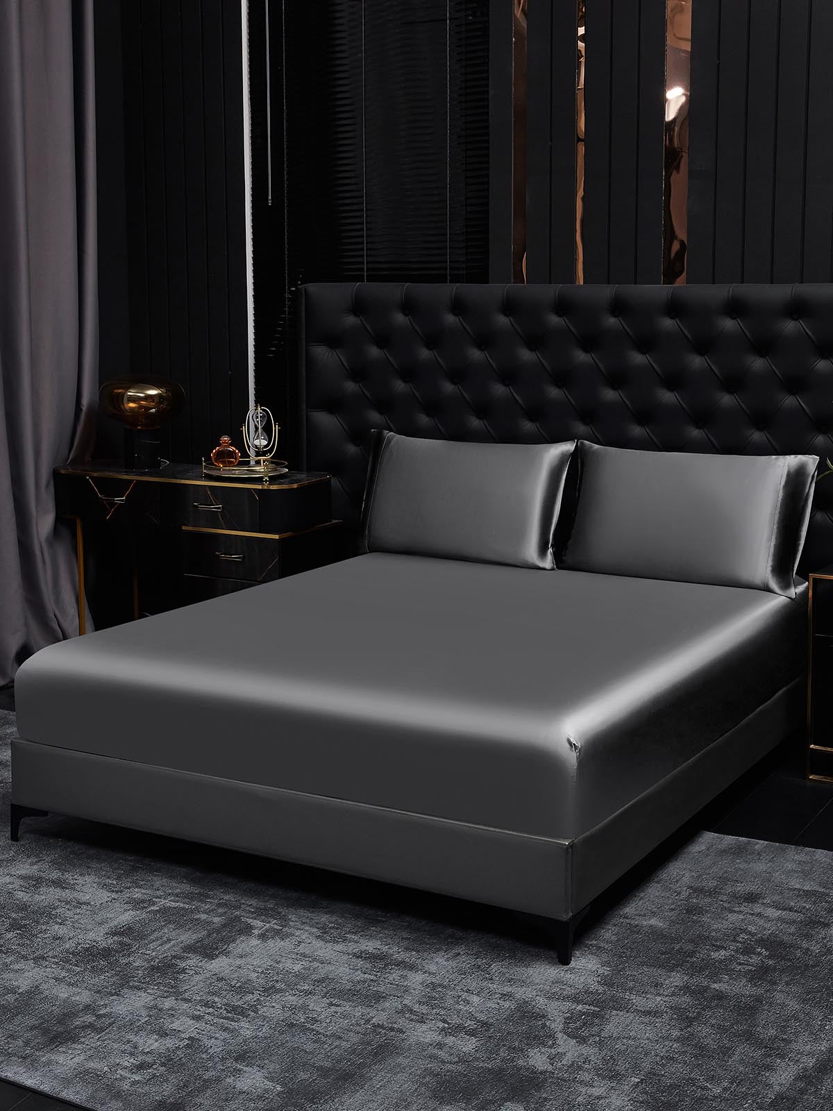 [Dunkelgrau] SilkSilky-DE 19Momme Reine Seide Bedding Set 001