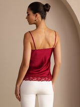 [Rotwein] SilkSilky-DE Spaghetti Strap V Neck Cami Top 002