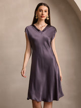 [Lilagrau] SilkSilky-DE Cap Sleeve V Neck Nachthemden 003