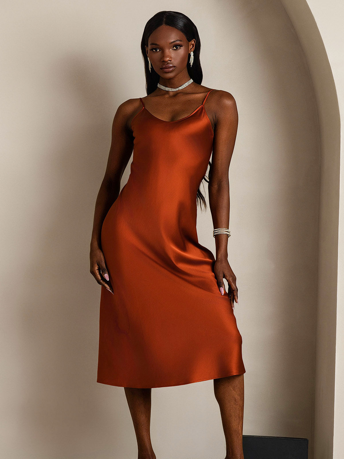 [Karamell] SilkSilky-DE Reine Seide Dress 004