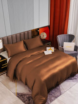 [Kaffee] SilkSilky-DE 22Momme Reine Seide Bedding Set 002,