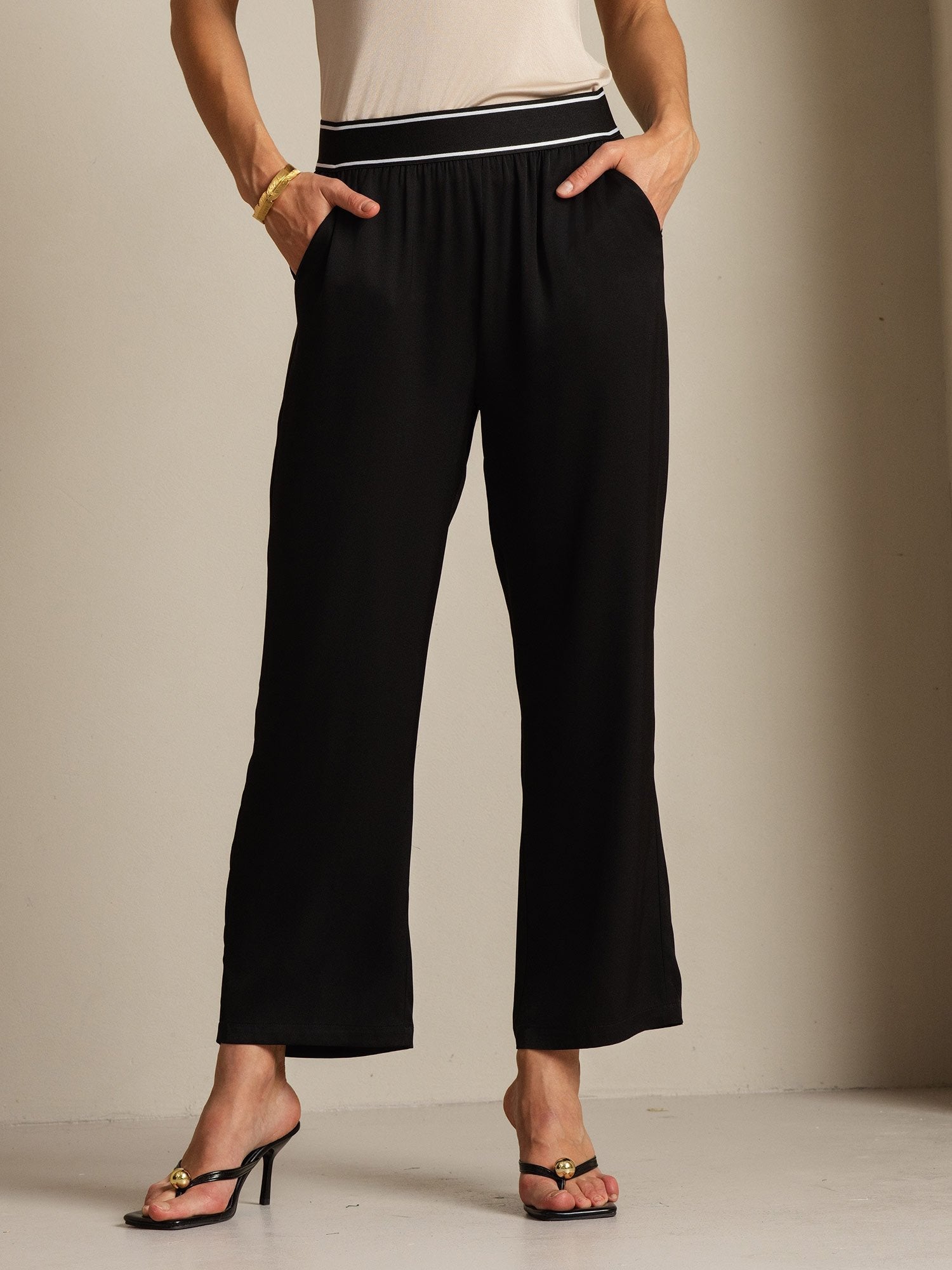 [Schwarz] SilkSilky-DE 22Momme Seide Womens Pants 009