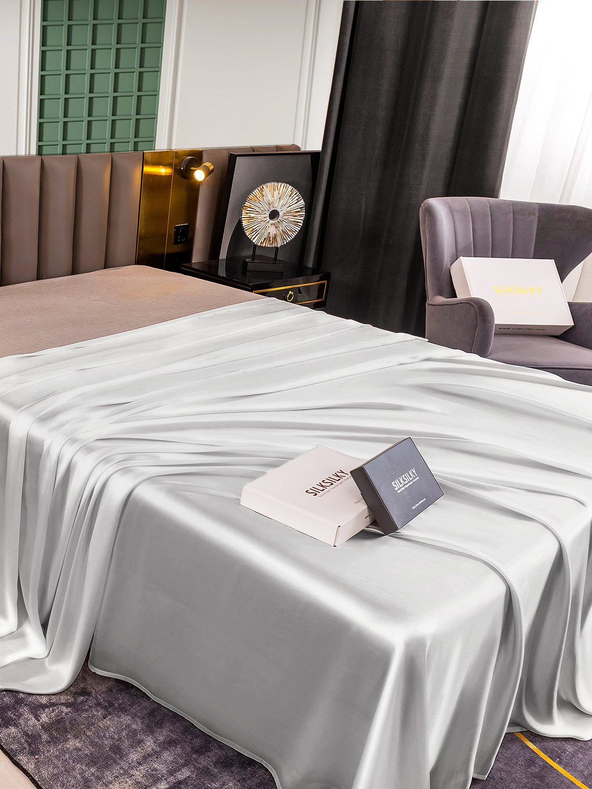 [Silber] SilkSilky-DE 25Momme Reine Seide Sheet 003
