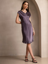 [Lilagrau] SilkSilky-DE Cap Sleeve V Neck Nachthemden 001