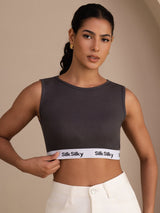 [Grau] SilkSilky-DE Sleeveless Crew Neck Cami Top 004