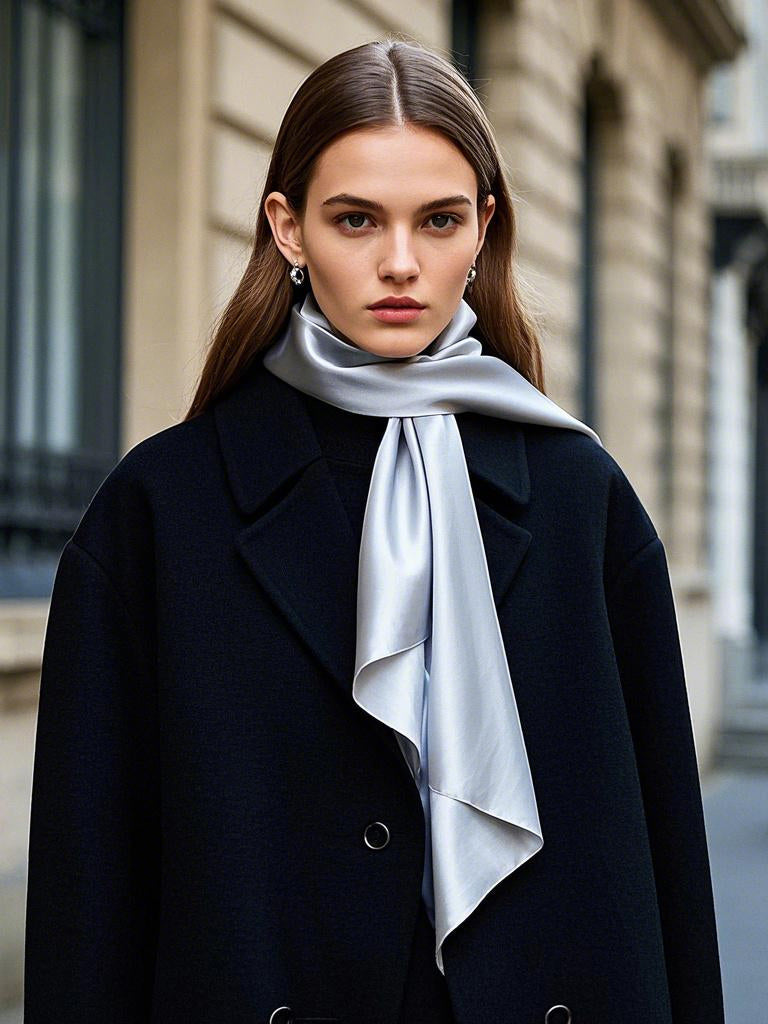 [Hellgrau] SilkSilky-DE Schals 001