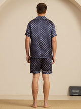 [Marine Kette] SilkSilky-DE Kurzärmelig Notch-Kragen Herren Pyjamas 002